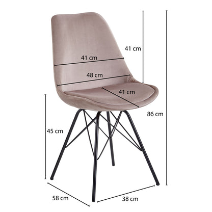 Nancy's Infias Eetkamerstoelen - Set van 2 - Roze / Zwart - Fluweel