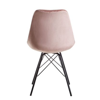 Nancy's Infias Eetkamerstoelen - Set van 2 - Roze / Zwart - Fluweel