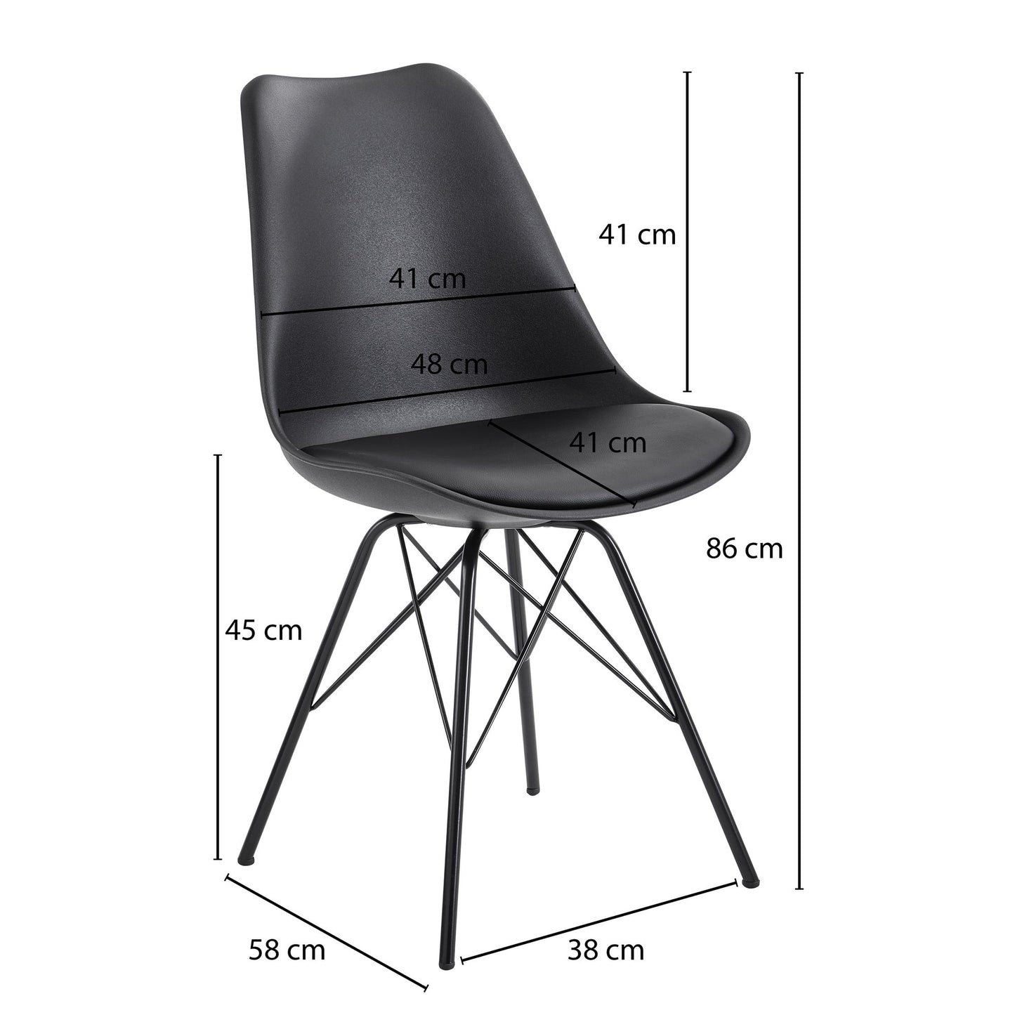 Nancy's Torredeita Eetkamerstoelen - Set van 2 - Zwart - Kunstleer