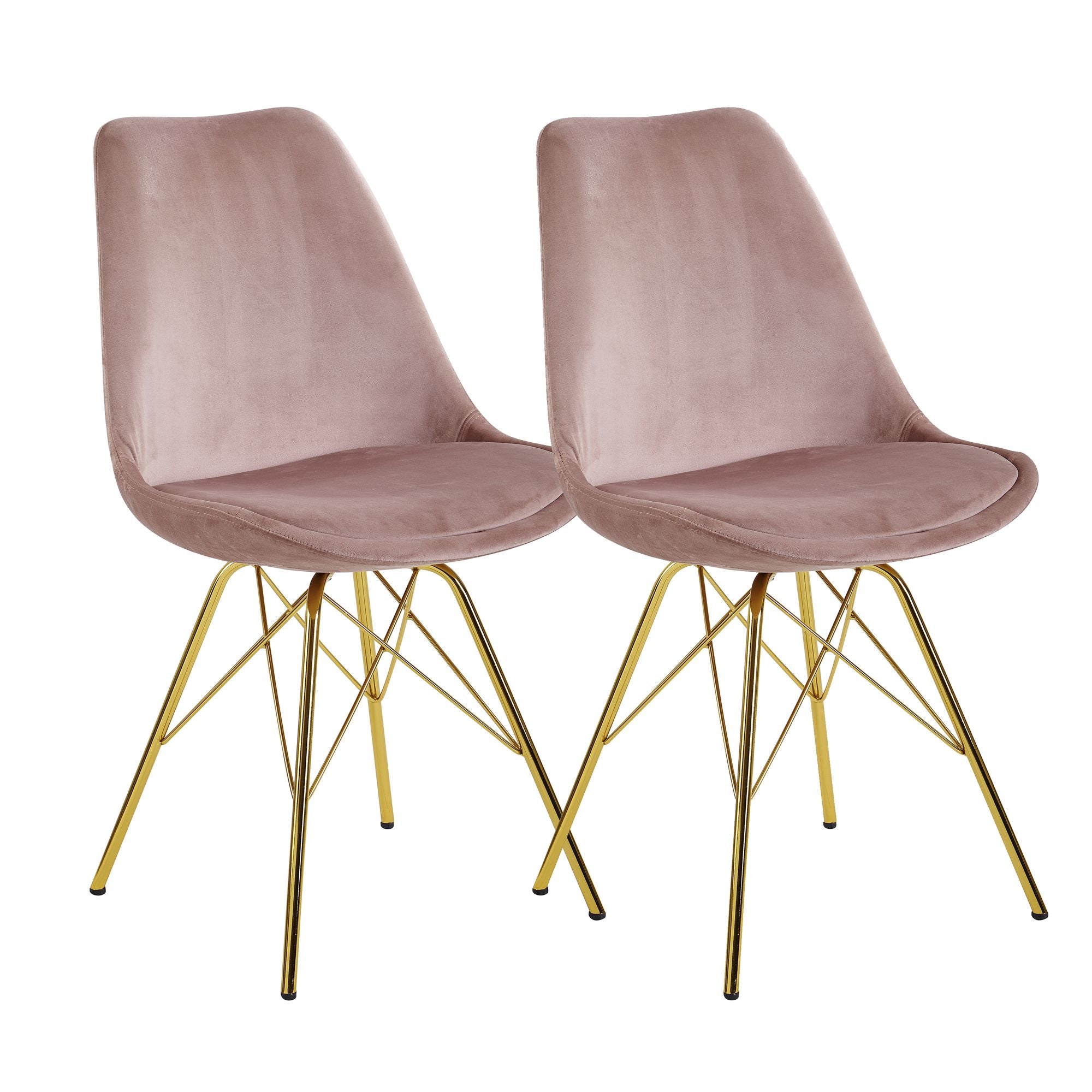 Nancy's Infias Eetkamerstoelen - Set van 2 - Roze / Goud - Fluweel