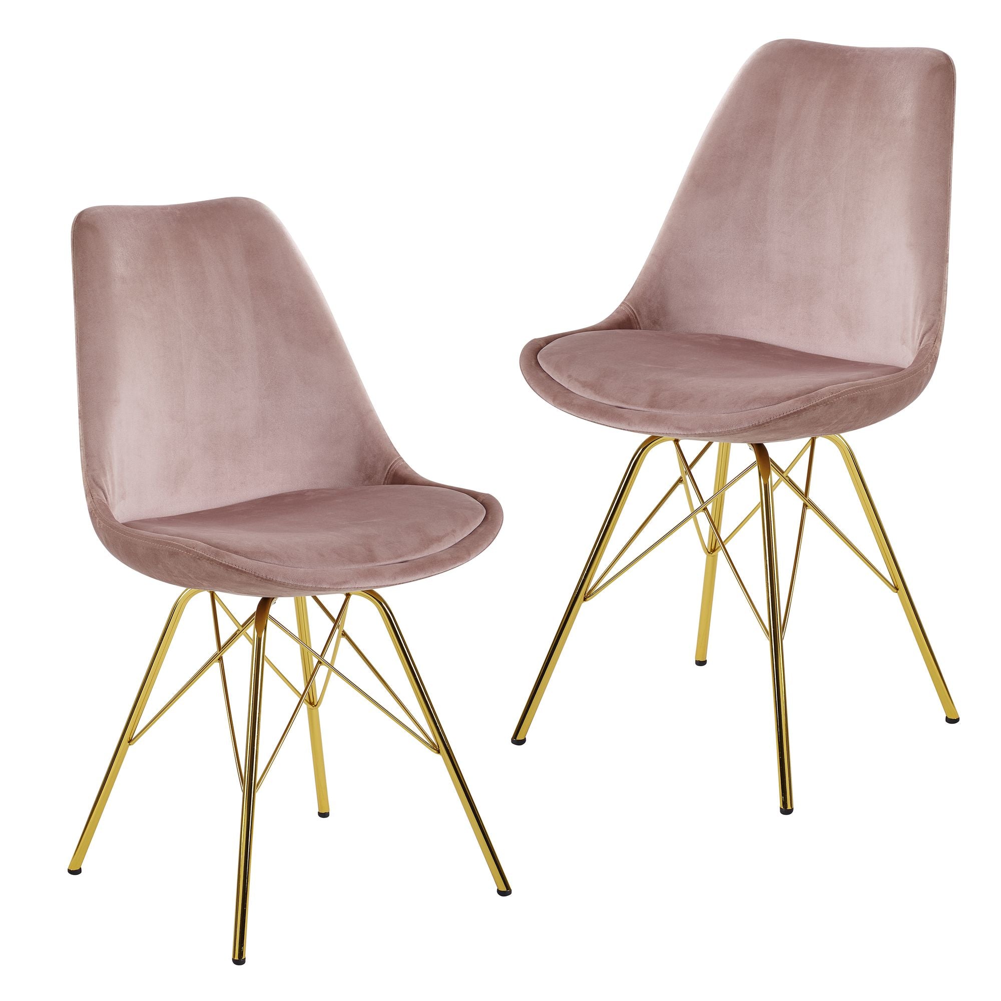 Nancy's Infias Eetkamerstoelen - Set van 2 - Roze / Goud - Fluweel