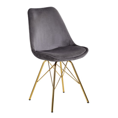 Nancy's Eulalia Eetkamerstoelen - Set van 2 - Grijs / Goud - Fluweel