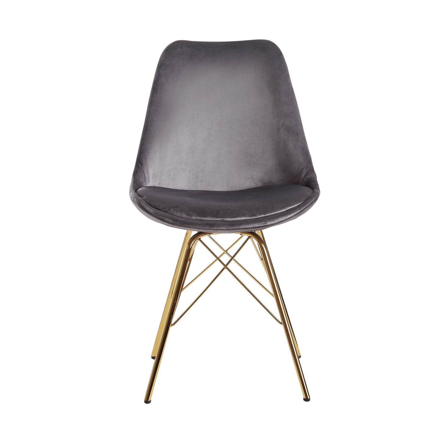 Nancy's Eulalia Eetkamerstoelen - Set van 2 - Grijs / Goud - Fluweel