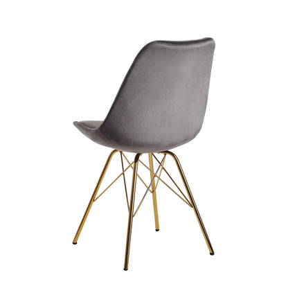 Nancy's Eulalia Eetkamerstoelen - Set van 2 - Grijs / Goud - Fluweel