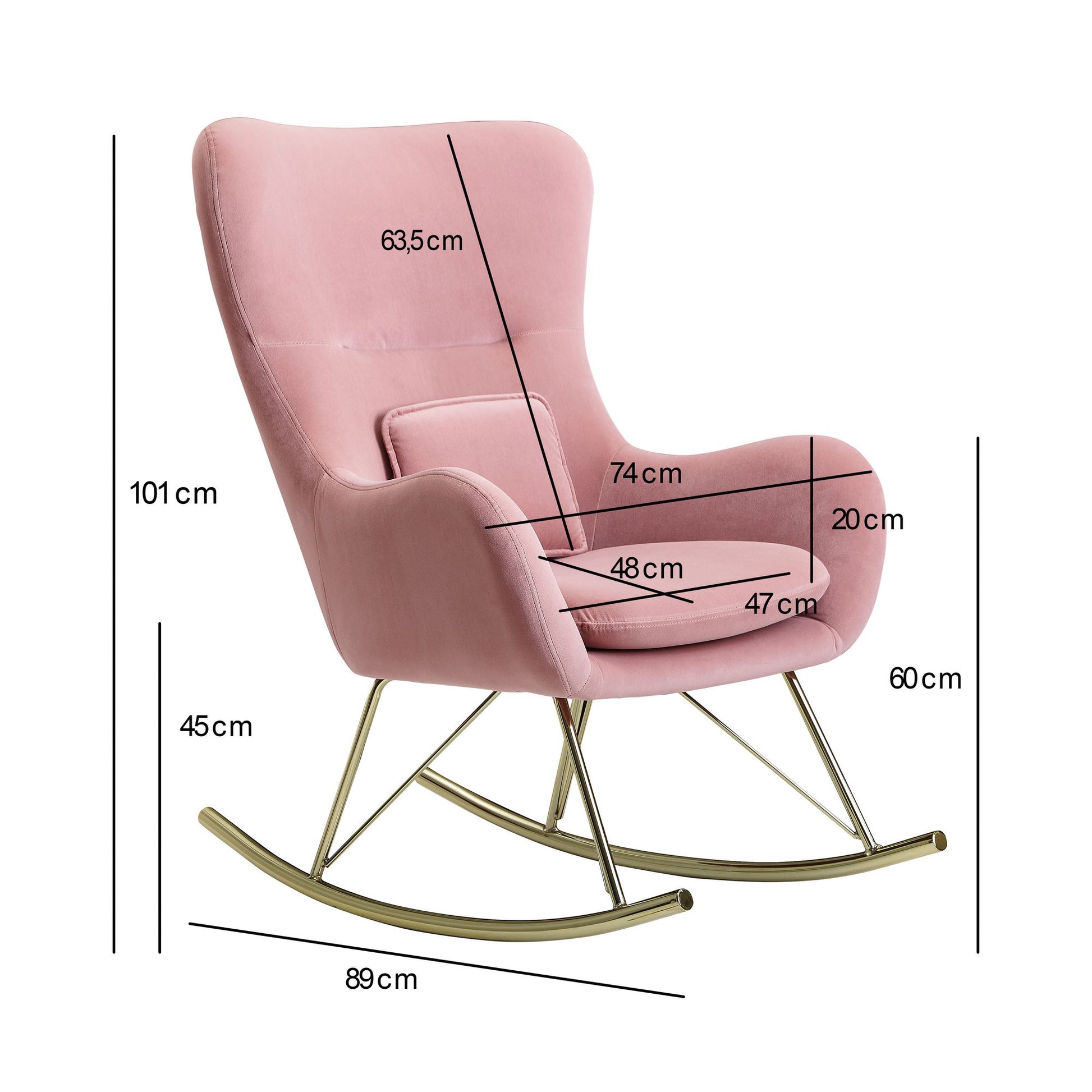 Nancy's Meios Schommelstoel - Loungestoel - Relaxstoel - Roze / Goud - Fluweel