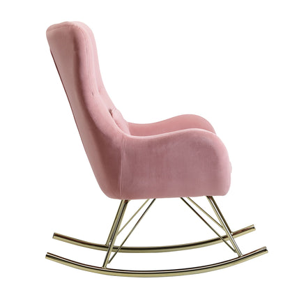 Nancy's Meios Schommelstoel - Loungestoel - Relaxstoel - Roze / Goud - Fluweel