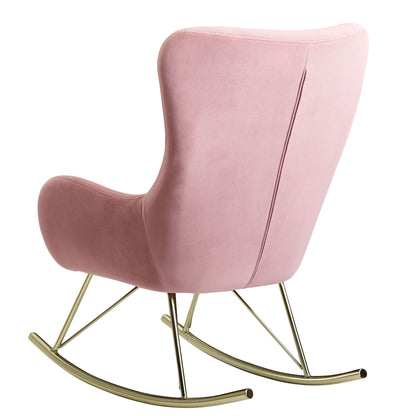 Nancy's Meios Schommelstoel - Loungestoel - Relaxstoel - Roze / Goud - Fluweel