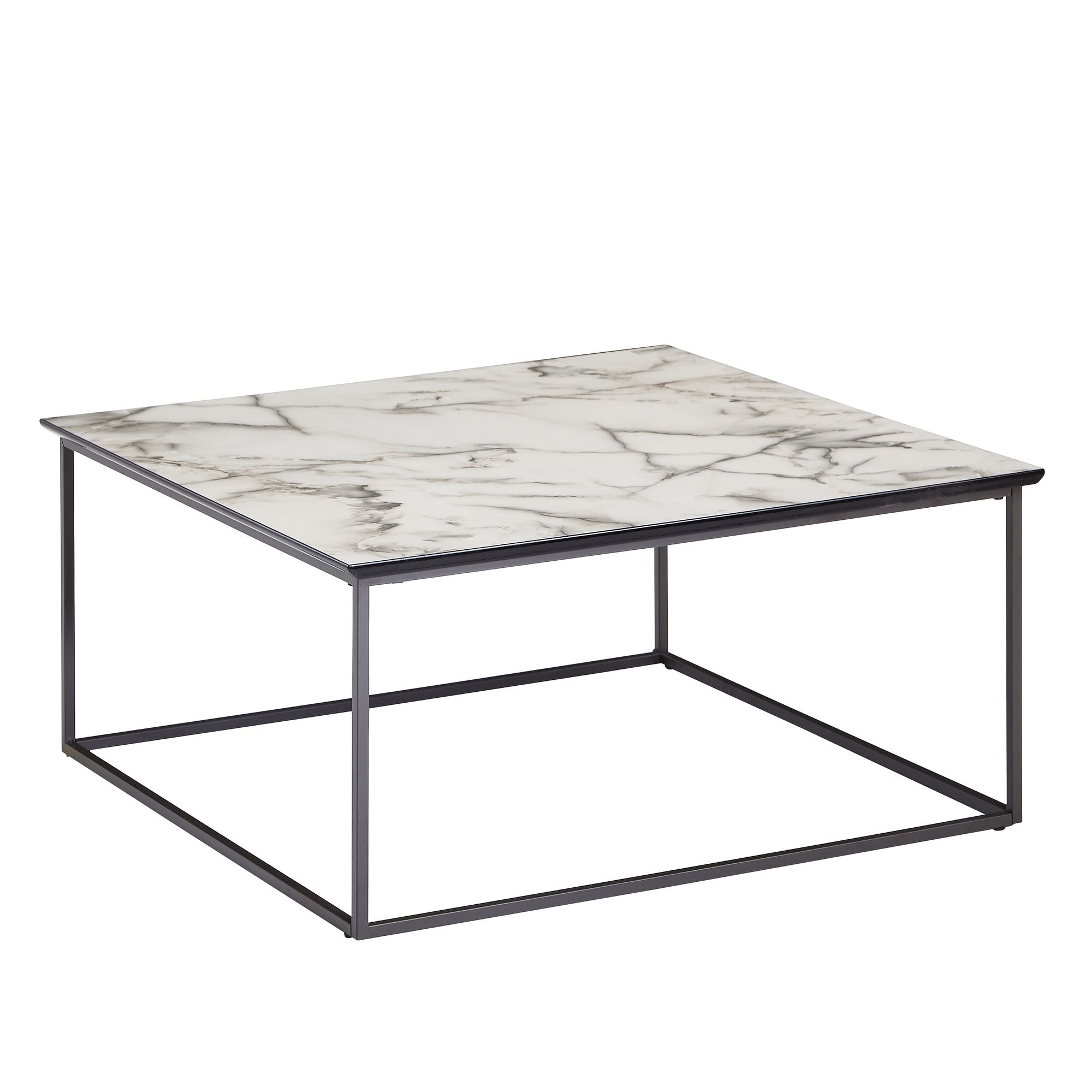 Nancy's Berbeita Coffee table - Coffee table - White / Black - Marble look / Steel - ± 80 x 80 x 40 cm