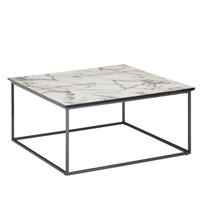 Nancy's Berbeita Salontafel - Koffietafel - Wit / Zwart - Marmerlook / Staal - ± 80 x 80 x 40 cm