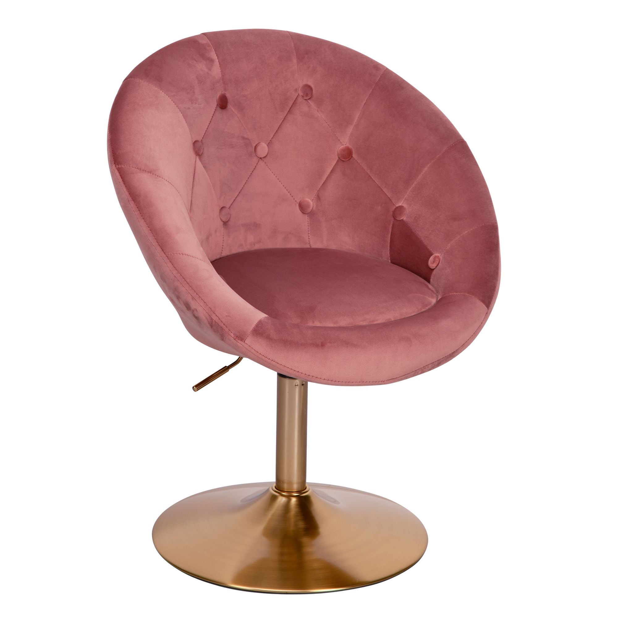 Fauteuil Torredeita de Nancy - Fauteuil Relax - Fauteuil Lounge - Motif Chesterfield - Rose / Or - Velours