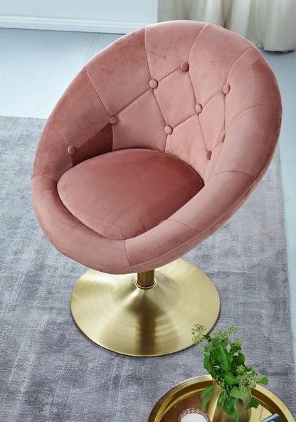 Nancy's Torredeita Fauteuil - Relax Stoel - Loungestoel - Chesterfield Patroon - Roze / Goud - Fluweel