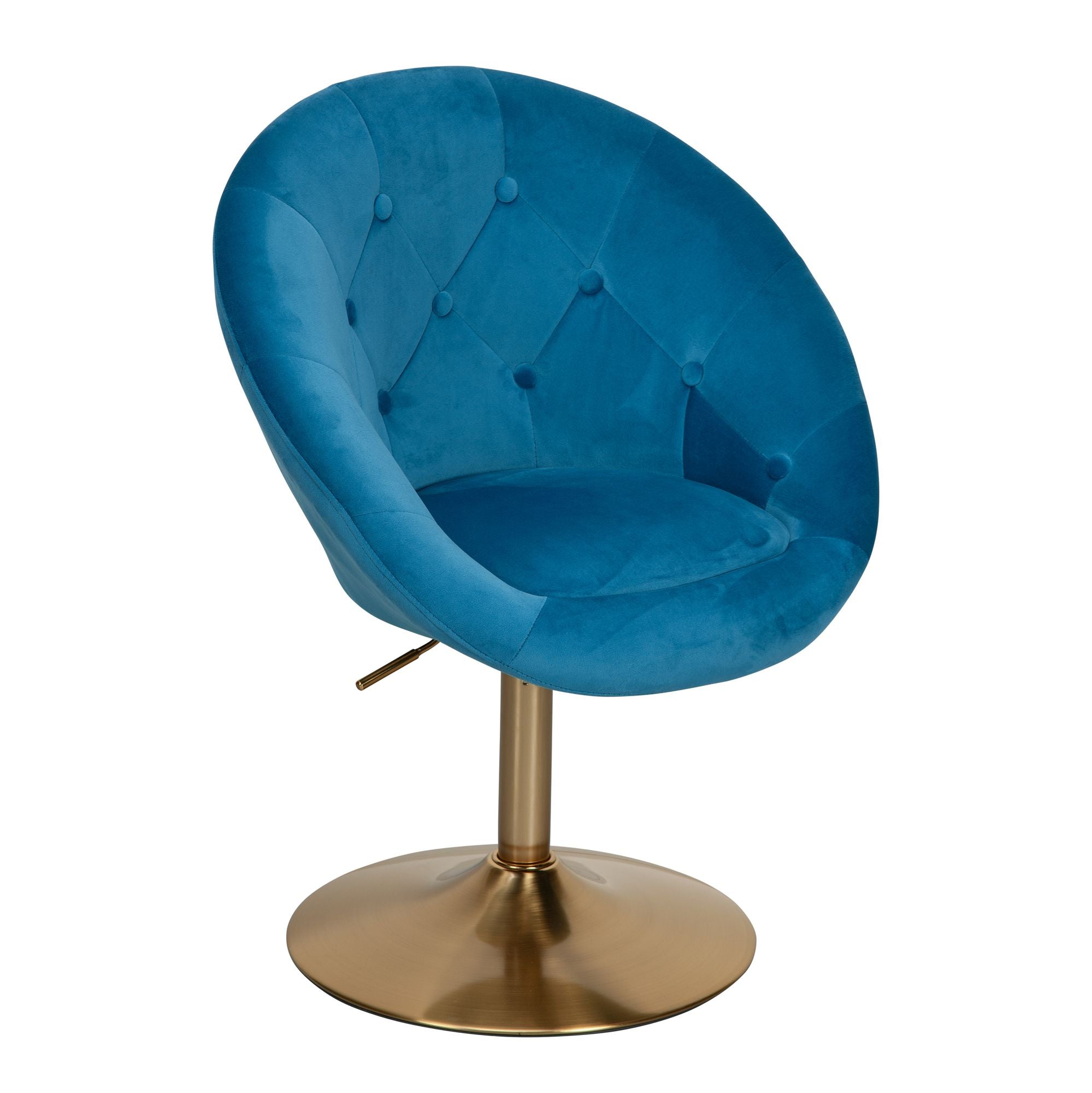 Fauteuil Torredeita de Nancy - Fauteuil Relax - Fauteuil Lounge - Motif Chesterfield - Bleu / Or - Velours