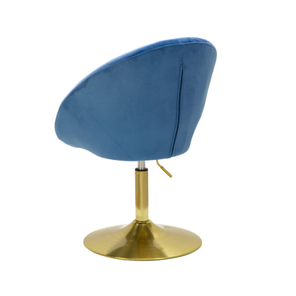 Nancy's Torredeita Fauteuil - Relax Stoel - Loungestoel - Chesterfield Patroon - Blauw / Goud - Fluweel