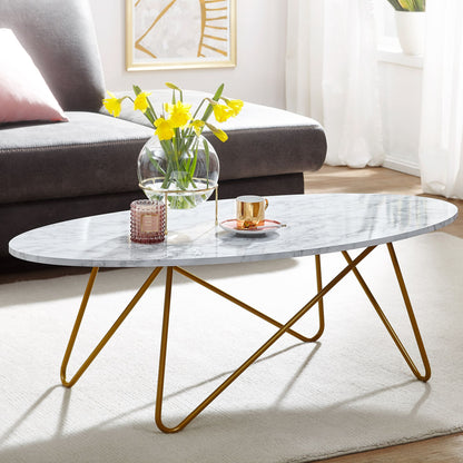 Nancy's Verdro Coffee table - Coffee table - White / Gold - Marble look / Steel - 120 x 40 x 60 cm