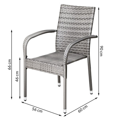 Nancy's Balazar Tuinstoelen Set van 4 - Stapelbaar - Weer- en UV-bestendig - Grijs - Polyrotan