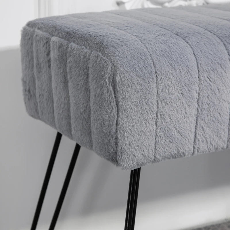 Nancy's Gondoriz Bench - Hallway bench - Sofa - Gray - Faux fur - ± 80 x 30 x 45 cm