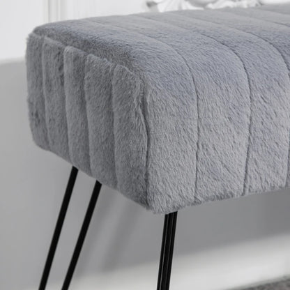 Banc Gondoriz de Nancy - Banc de couloir - Canapé - Gris - Fausse fourrure - ± 80 x 30 x 45 cm