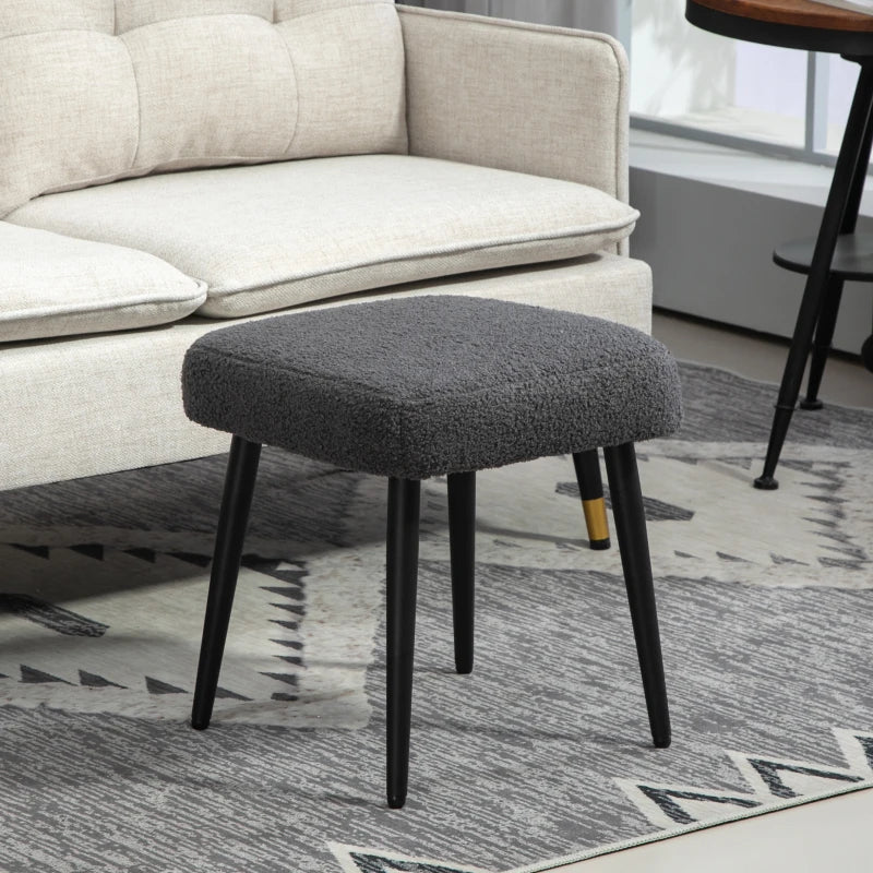 Nancy's Apecchio Stool - Ottoman - Dark Grey - Teddy / Steel