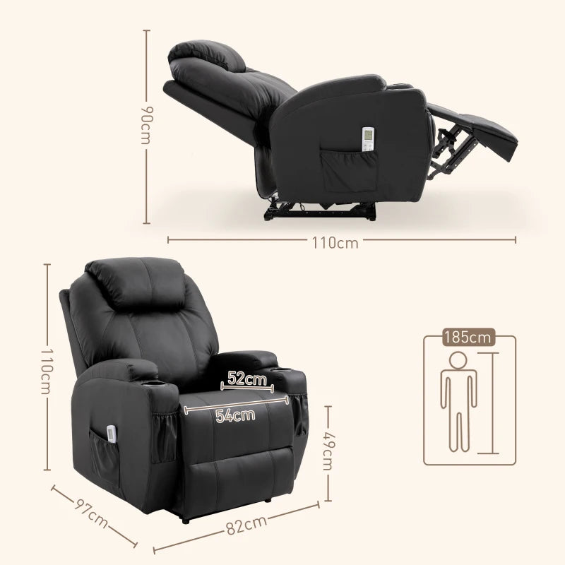 Nancy's Alicudi Massagestoel - Relaxstoel - Relaxfauteuil - Verstelbare Rugleuning - Zwart - Kunstleer