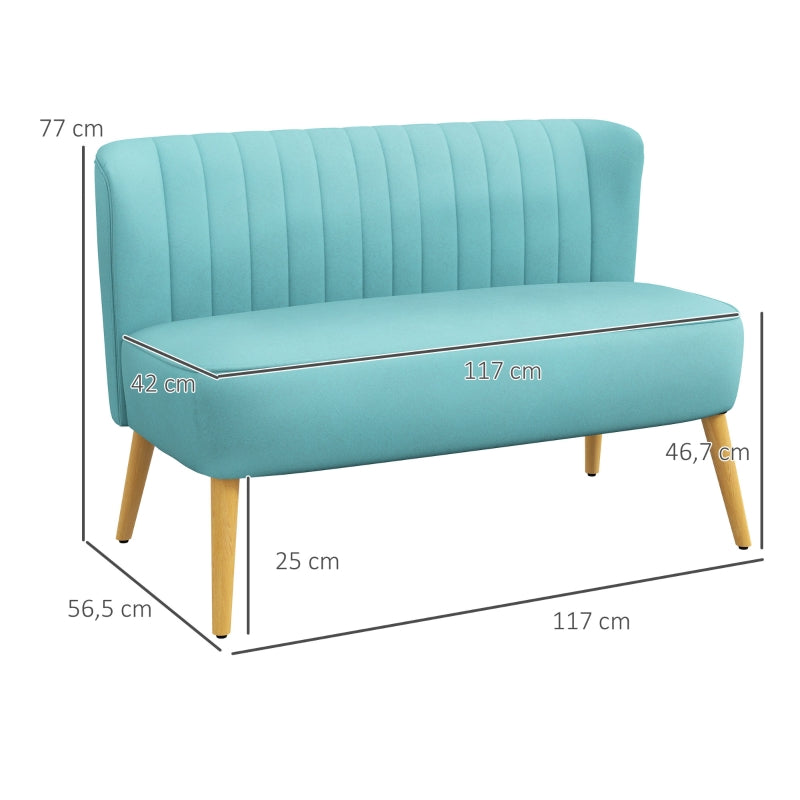 Nancy's Hessie Retro design 2-seater sofa, wooden legs, 117 cm x 56.5 cm x 77 cm, green