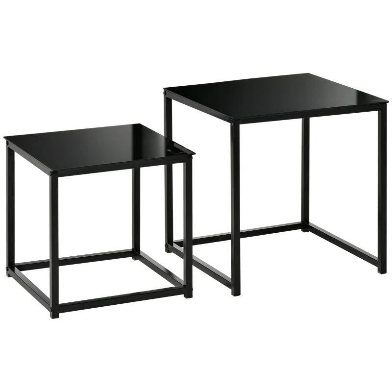 Nancy's Nogueiras Coffee Table Set - Coffee Table Set - Side Tables - Black - Glass / Steel