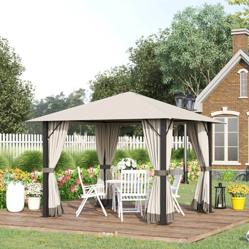 Nancy's Portela Paviljoen - Party Tent - Tuin Paviljoen - Prieel - Khaki - ± 300 x 300 x 260 cm