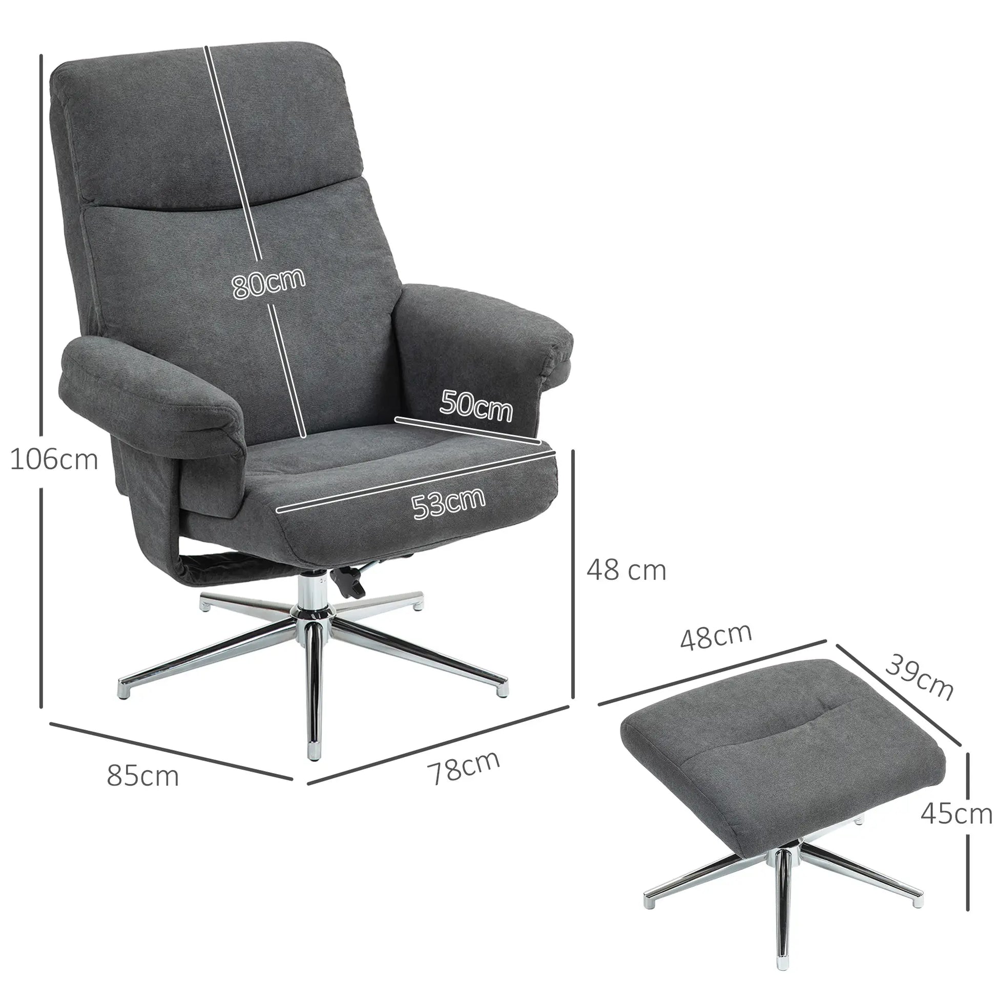 Nancy's Cova Relaxfauteuil met Voetenbank - Relaxstoel - Fauteuil - Loungestoel - Donkergrijs - Fluweel