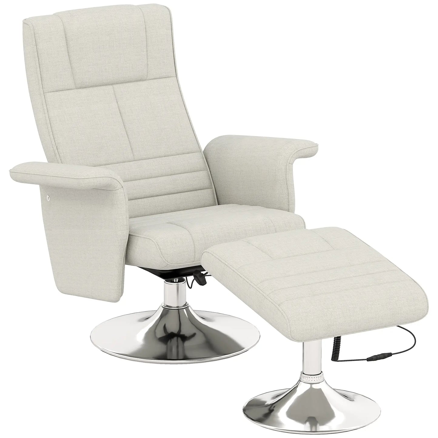 Nancy's Alcafozes Massagestoel - Relaxstoel - Loungestoel - Fauteuil - Roomwit - Linnen