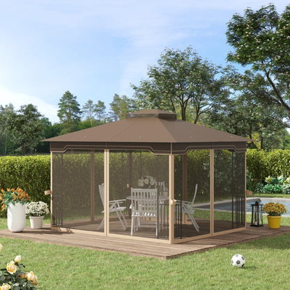 Nancy's Rendufe Paviljoen - Party Tent - Prieel - Tuin Paviljoen - Bruin / Beige - 365 x 300 x 270 cm