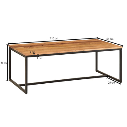 Nancy's Soeima Salontafel - Koffietafel - Bruin / Zwart - Massief Acaciahout / Staal - 110 x 60 x 40 cm