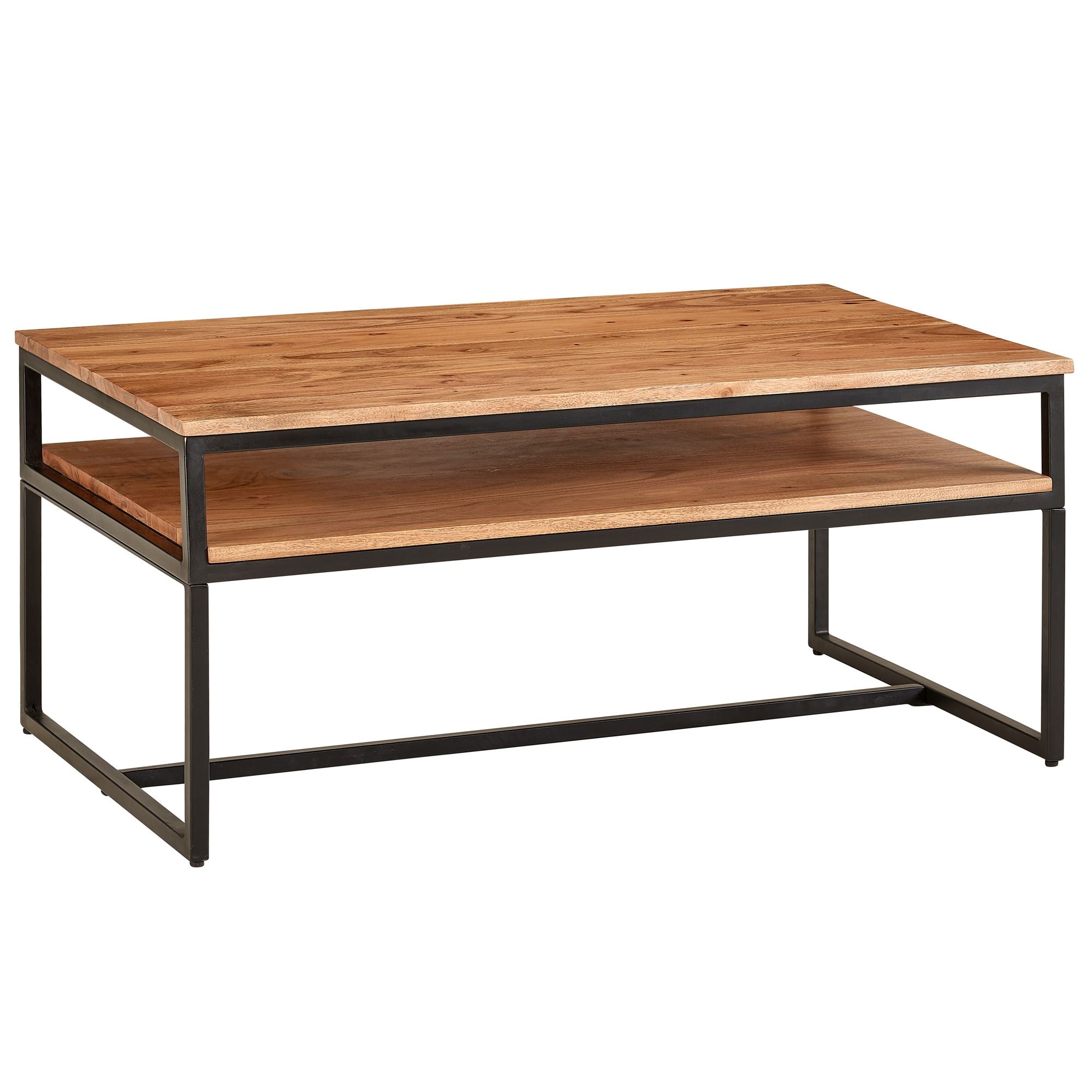 Nancy's Amieiro Salontafel - Koffietafel - Bruin / Zwart - Massief Acaciahout / Staal - 100 x 60 x 45 cm