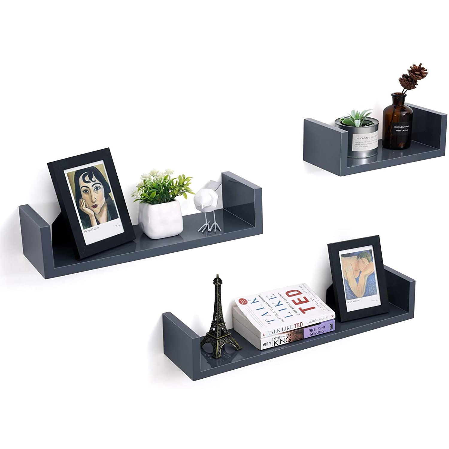 Tweedekans Nancy's Wandplank Hout Set Van 3 - Wandplank Zwevend 60/45/30 CM