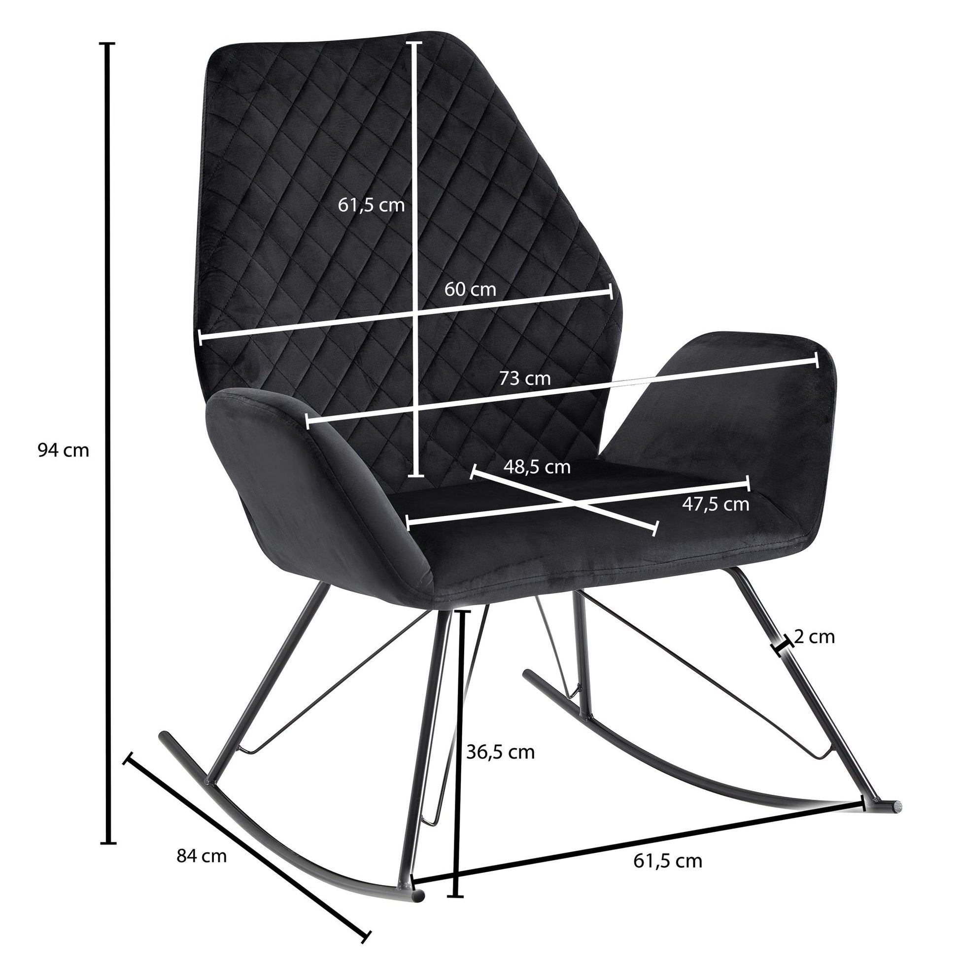 Nancy's Mizerela Schommelstoel - Loungestoel - Relaxstoel - Zwart - Fluweel