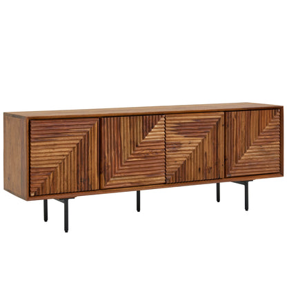 Nancy's Pinheiros TV Meubel - TV Kast - Lowboard - Bruin / Zwart - Mangohout / Staal - ± 140 x 30 x 55 cm