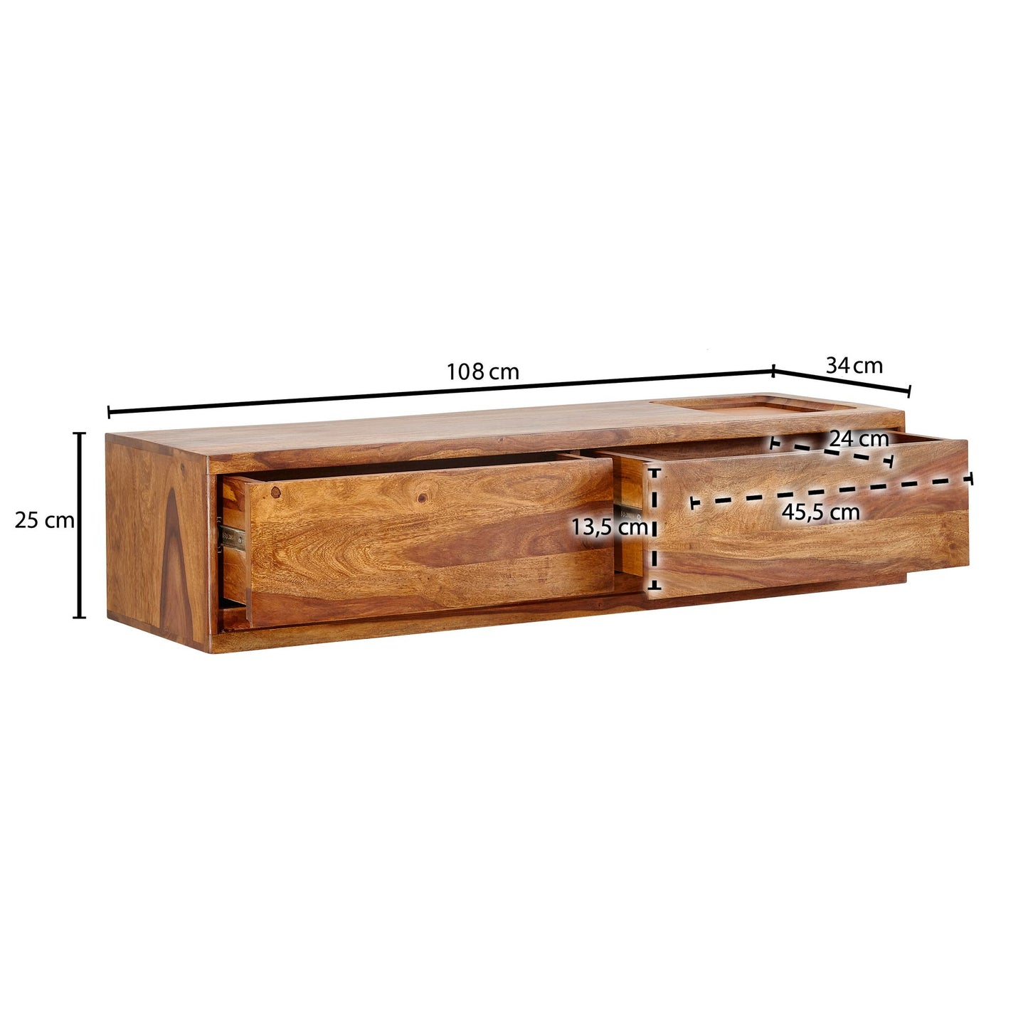 Nancy's Moncao TV Meubel - TV Kast - Lowboard - Sheesham Hout - ± 110 x 35 x 25 cm