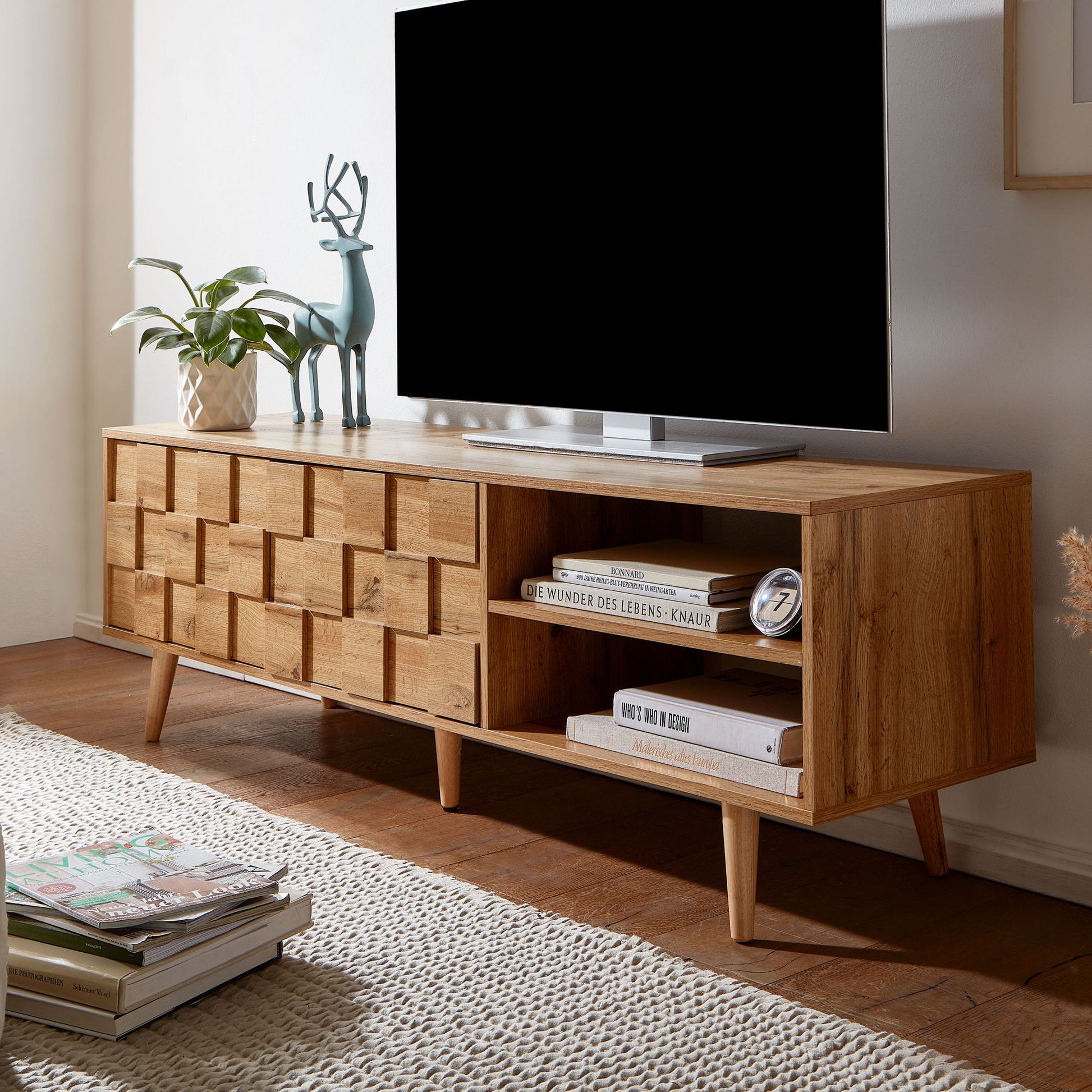 Nancy's Moreira TV Kast - TV Meubel - Lowboard - Eiken look - ± 160 x 40 x 50 cm