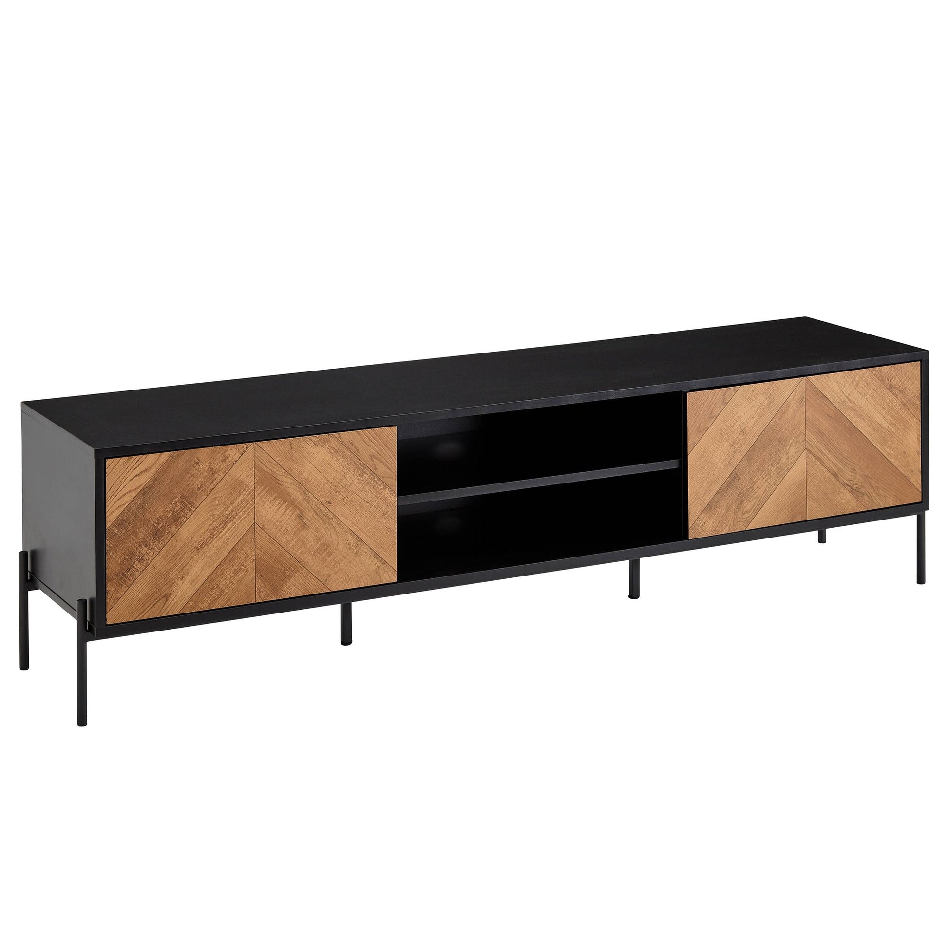 Nancy's Parada TV Meubel - TV Kast - Lowboard - Bruin / Zwart - Spaanplaat / Staal - ± 160 x 40 x 45 cm