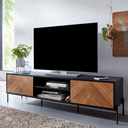 Nancy's Parada TV Meubel - TV Kast - Lowboard - Bruin / Zwart - Spaanplaat / Staal - ± 160 x 40 x 45 cm