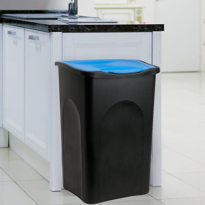 Nancy's Abetone Waste Bin - Waste Bin - Black / Blue - Plastic - 50 liters