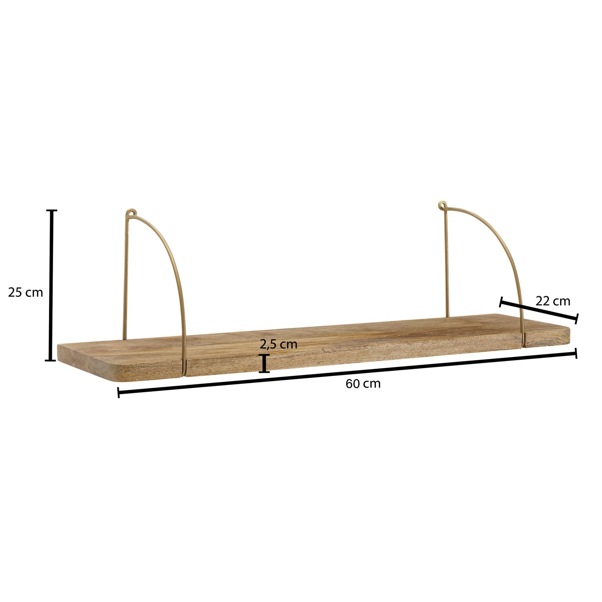 Nancy's Ervedosa Wandplank - Wandrek - Massief Mangohout - ± 60 x 20 x 25 cm