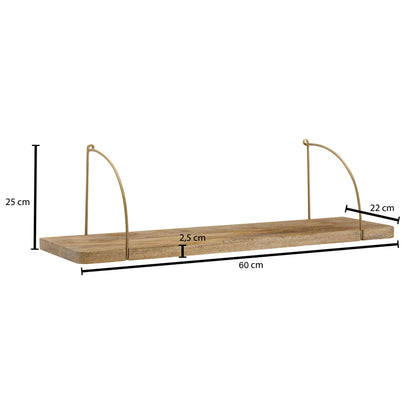 Nancy's Ervedosa Wandplank - Wandrek - Massief Mangohout - ± 60 x 20 x 25 cm