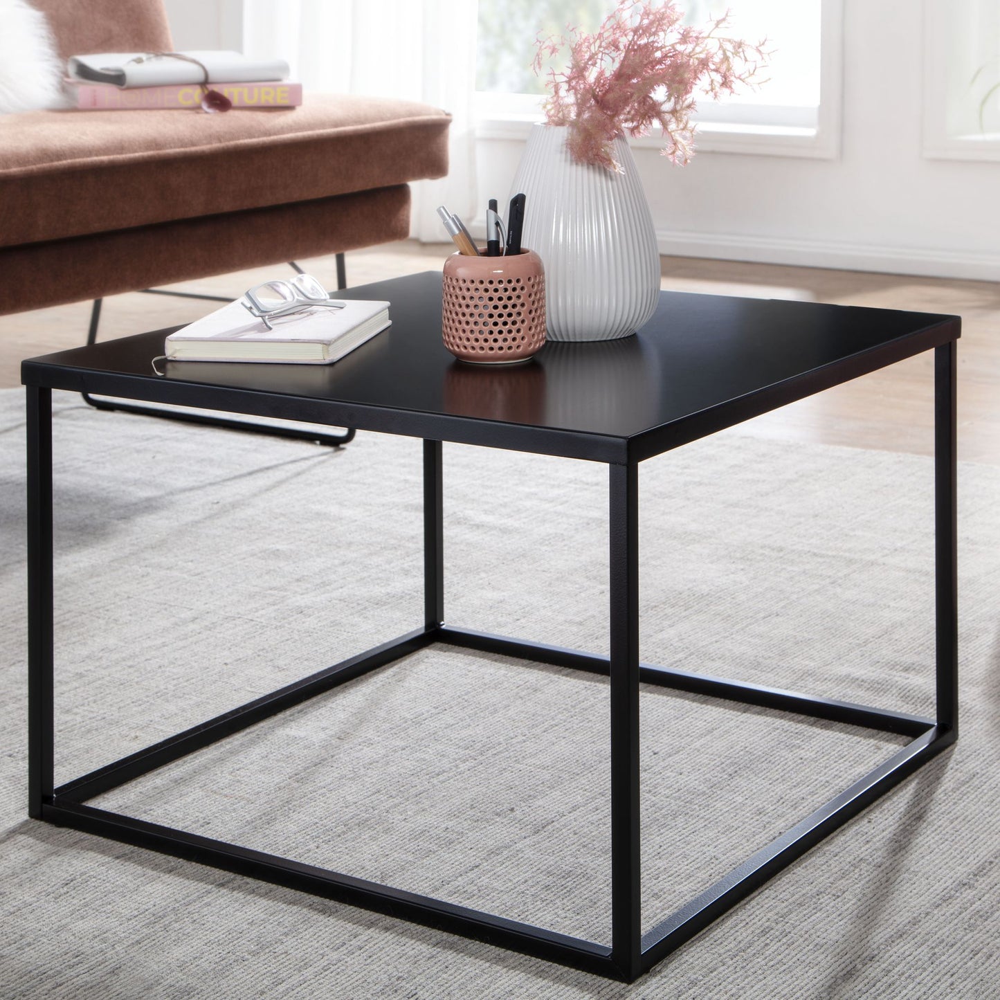 Nancy's Sampriz Salontafel - Koffietafel - Zwart - Staal - 60 x 60 x 40 cm