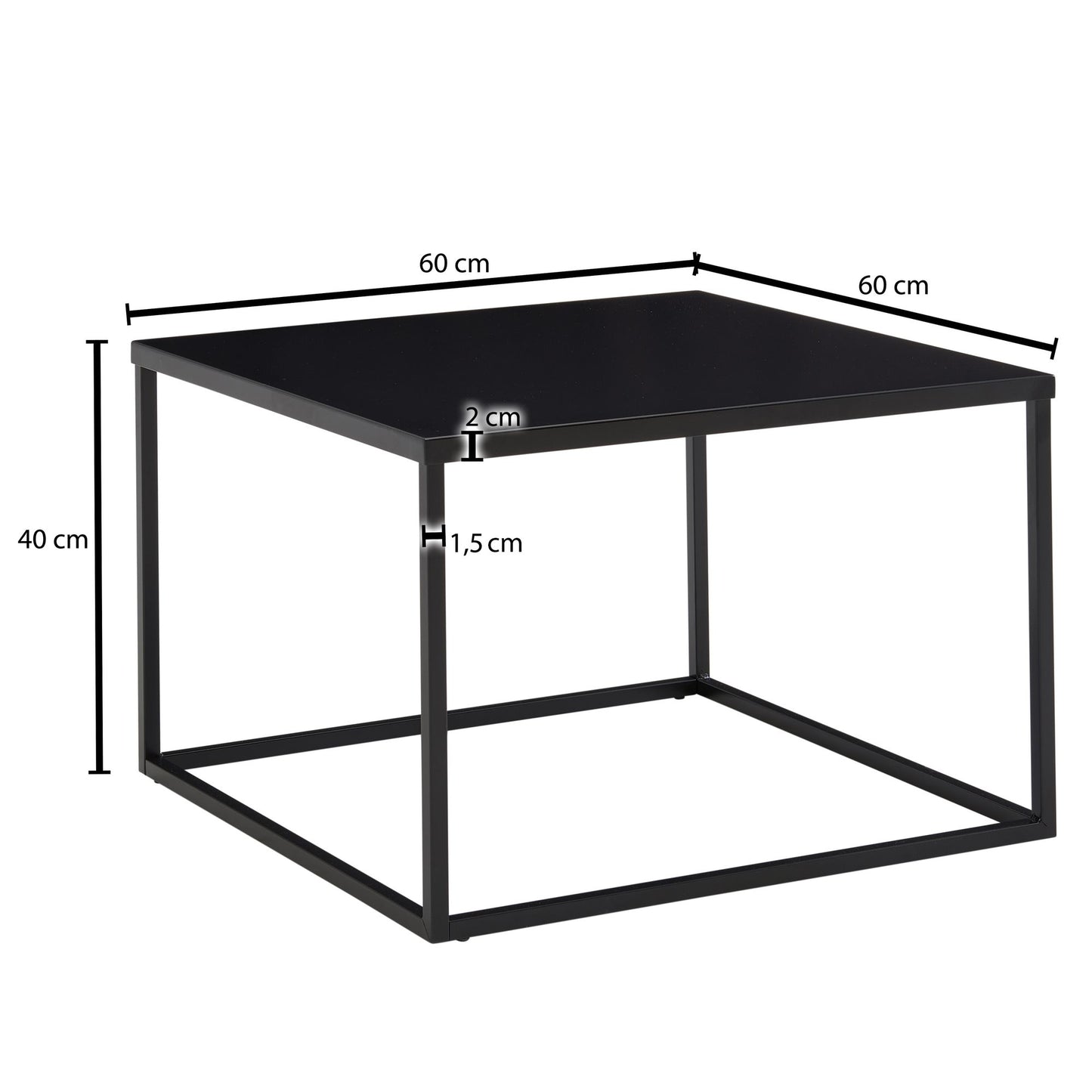 Nancy's Sampriz Salontafel - Koffietafel - Zwart - Staal - 60 x 60 x 40 cm