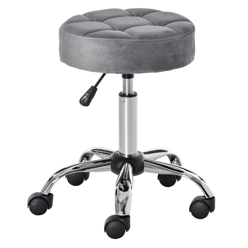 Nancy's Atripalda Work Stool - Salon Stool - Swivel Stool - Adjustable Height - Grey - Velvet