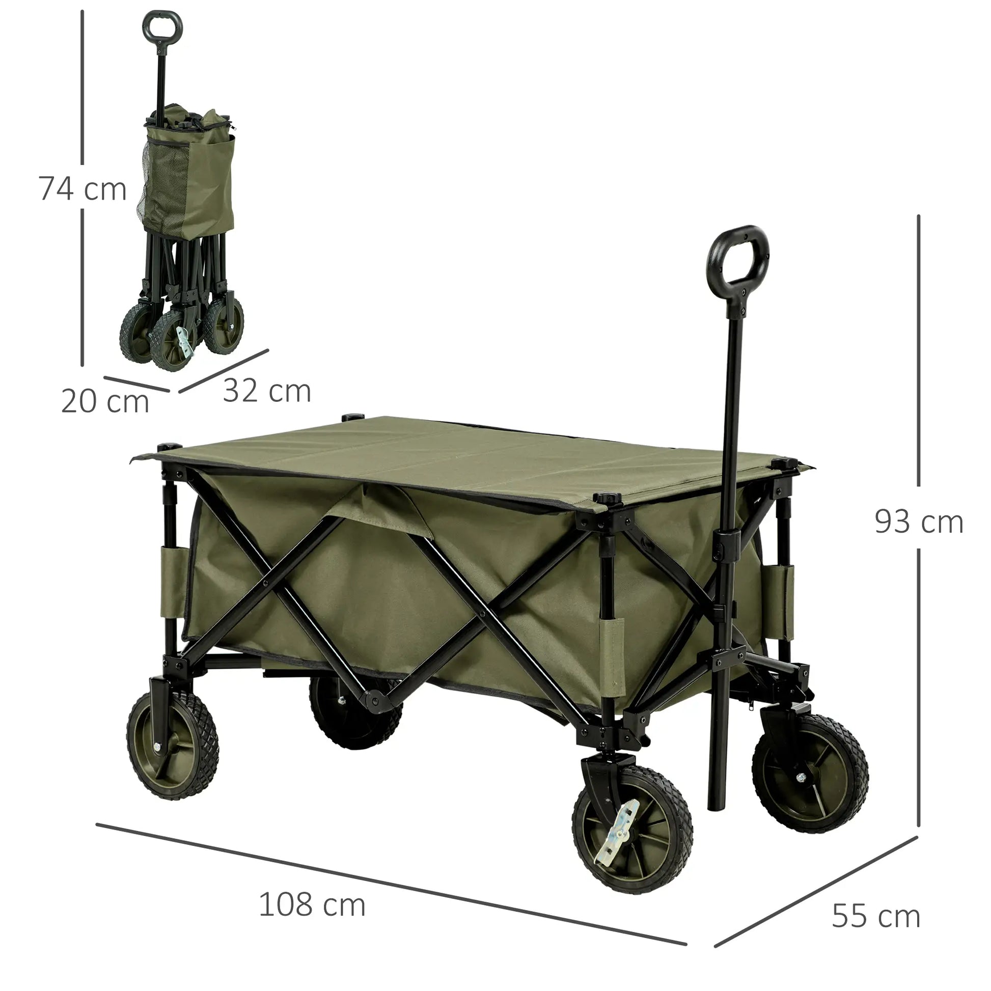 Nancy's Bonfim Bolderkar - Opvouwbare Handkar - Bolderwagen - Strandkar - Groen