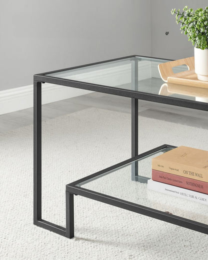 Table basse Nancy's Loftus Noir Transparent - Verre - Acier - Moderne - 100 x 55 cm x 45 cm