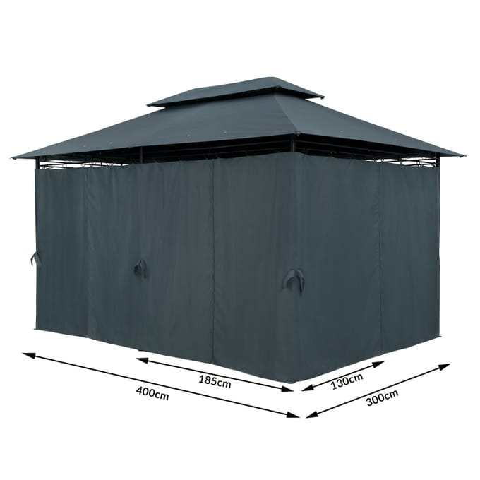 Nancy's Luzio Paviljoen - Partytent - Tuin Paviljoen - Antraciet - UV-bescherming - ± 300 x 400 x 270 cm