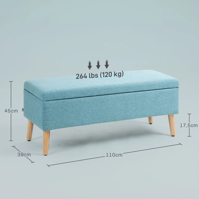 Nancy's Borbela Bench - Hocker - Banc de rangement - Bleu - ± 110 x 40 x 45 cm