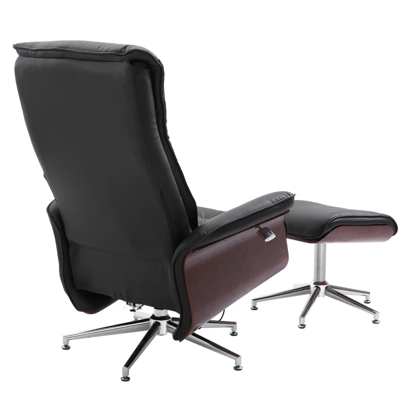 Nancy's Fementoes Relaxfauteuil - Relaxstoel - Ligstoel - Verstelbare Rugleuning - Draaibaar - Met Voetenbank - Zwart - Kunstleer