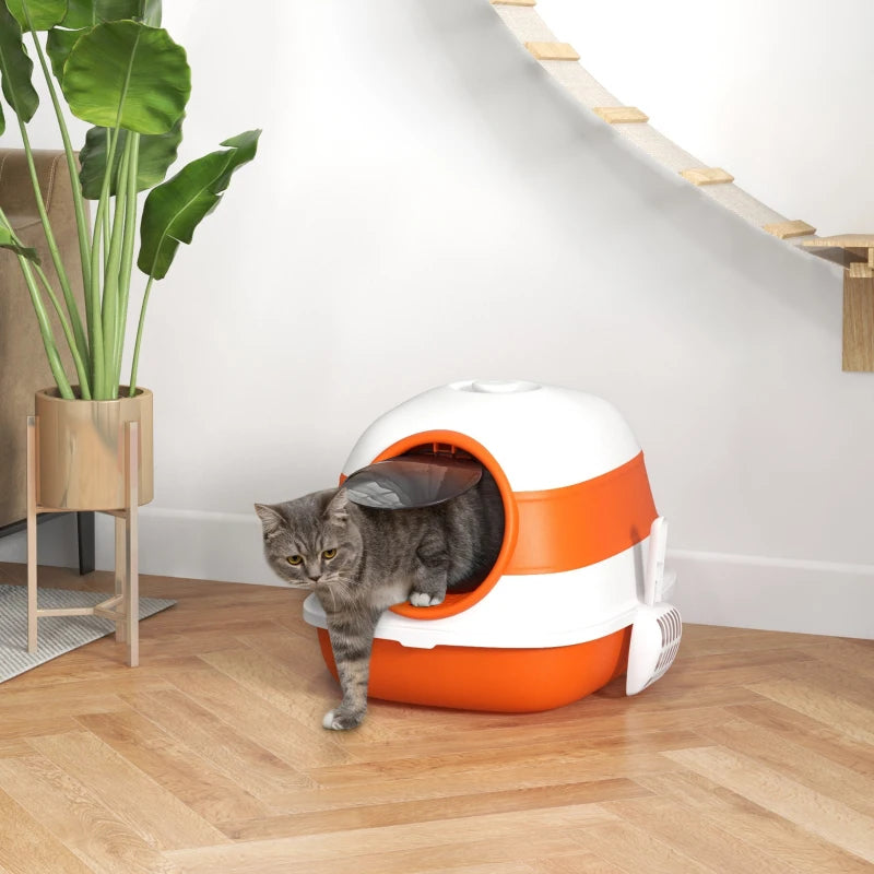 Nancy's Alcoutim Kattenbak - Katten wc - Katten Toilet - Wit / Oranje - ± 50 x 40 x 40 cm